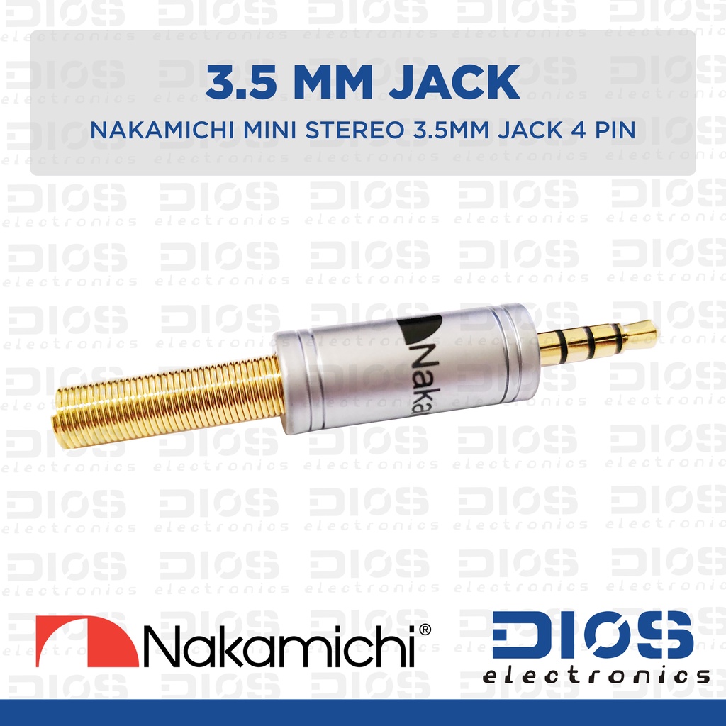 Audio Jack 3.5 mm Mini Stereo 3 Garis 4 Pin Nakamichi Silver Gold Per