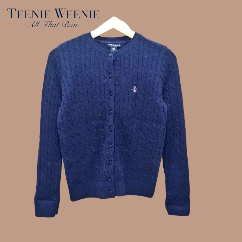 380 Teenie Weenie Navy Cable Cardigan thrift