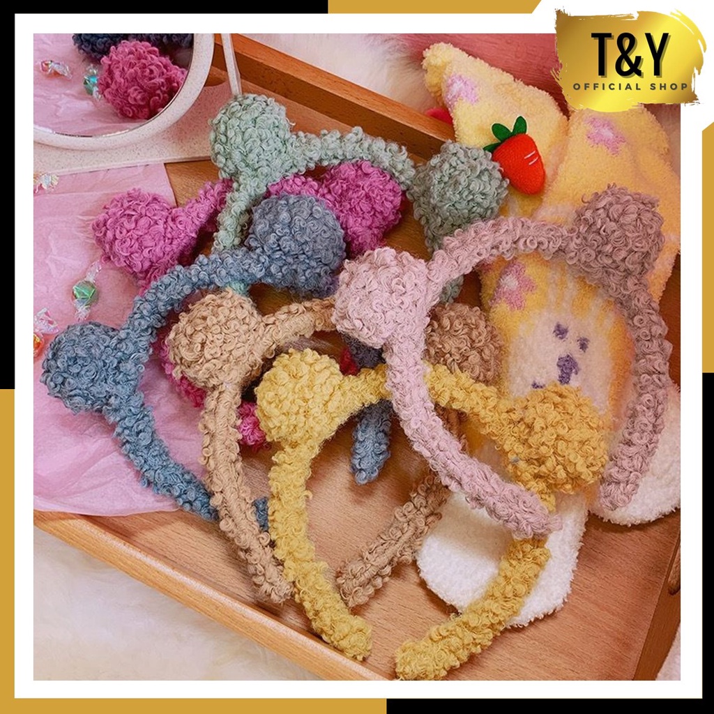 T&amp;Y Bando Karakter Telinga Beruang Bear Bulu Korea Kekinian Bandana Bando Handuk Aksesoris Rambut Murah Import
