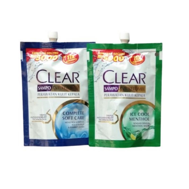 Clear Shampoo 55Ml (Ice Cool Menthol Dan Complete Soft Care)Sunsilk Shampoo Saset Black Shine 55ml