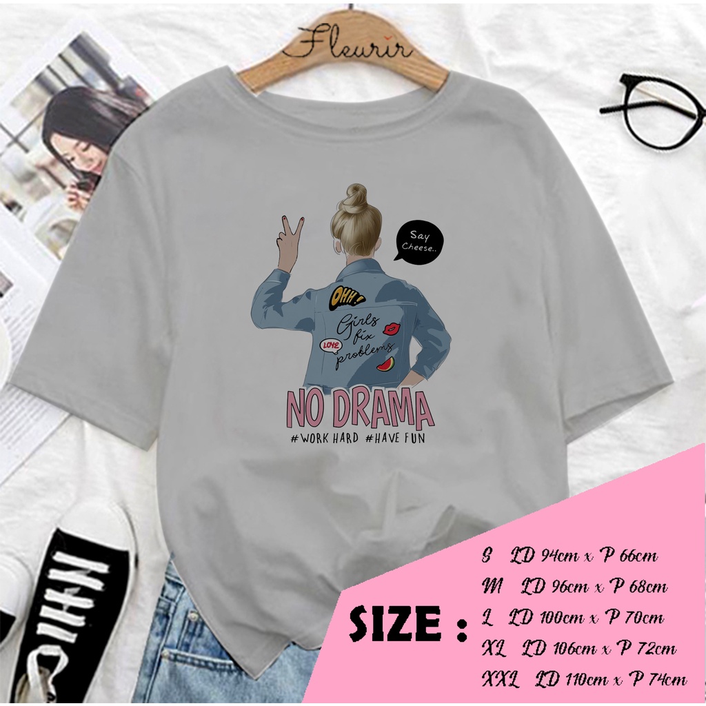 FLEURIR - COD KAOS NO DRAMA WANITA PRIA REMAJA DEWASA UNISEX TSHIRT JUMBO