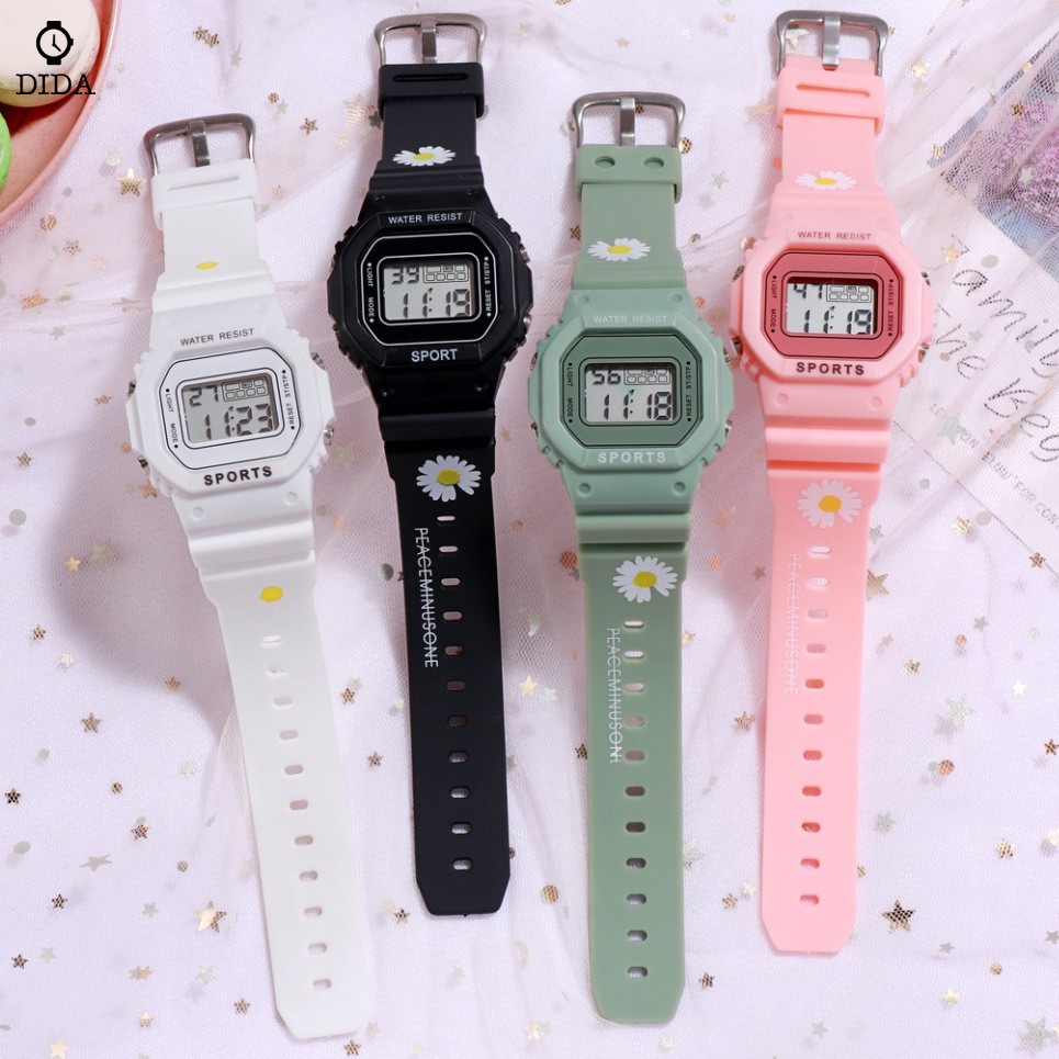 COD✔Jam Tangan Elektronik Motif Bunga Daisy Kecil Anti Air Untuk Wanita Jam Tangan Motif Bunga-2