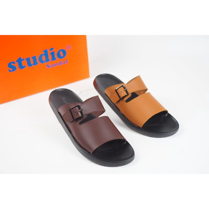 SANDAL SELOP PRIA KULIT  ASLI STUDIO ORIGINAL DM 272 KEKINIAN