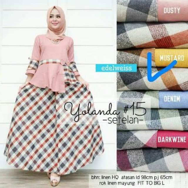 YOLANDA SETELAN ROK LINEN KEREN MAYUNG CANTIK SOLO MURAH
