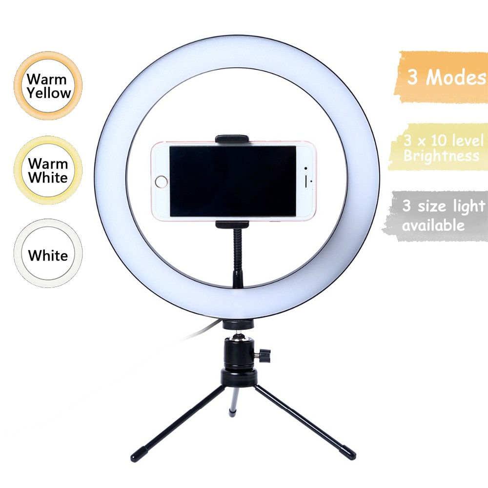 Lampu Halo Ring Light LacyFans RL128 Selfie Light 120 Led 10 Inch With Smartphone Holder