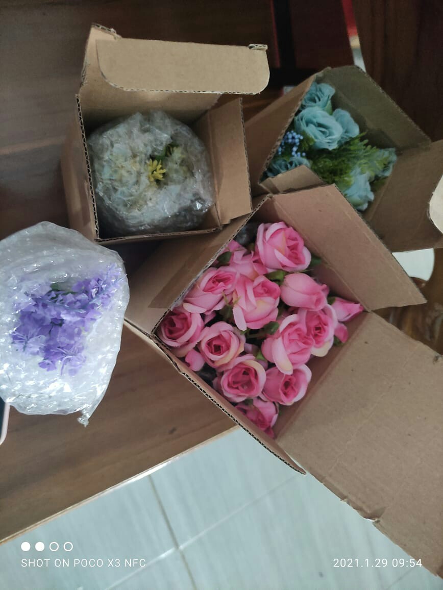 Rangkaian Bunga Plastik Lavender Artificial Bunga Tiruan Mini - Pajangan Vas Teko Keramik Vbr05