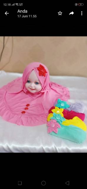 jilbab hijab anak bayi bunga matahari