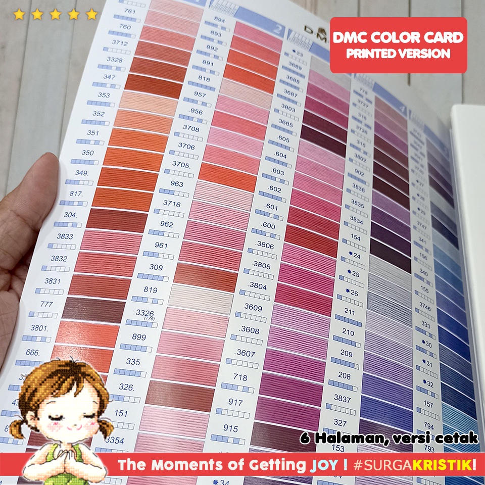 Katalog Benang Sulam DMC Color Card Printed Tanpa Benang W100BR