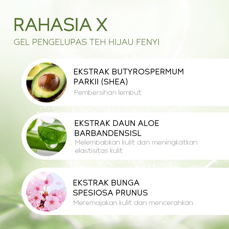 BPOM Fenyi Green Tea Peeling Gel Mengangkat Kulit Mati Komedo Scrub Pemutih Menghaluskan Kulit 60g