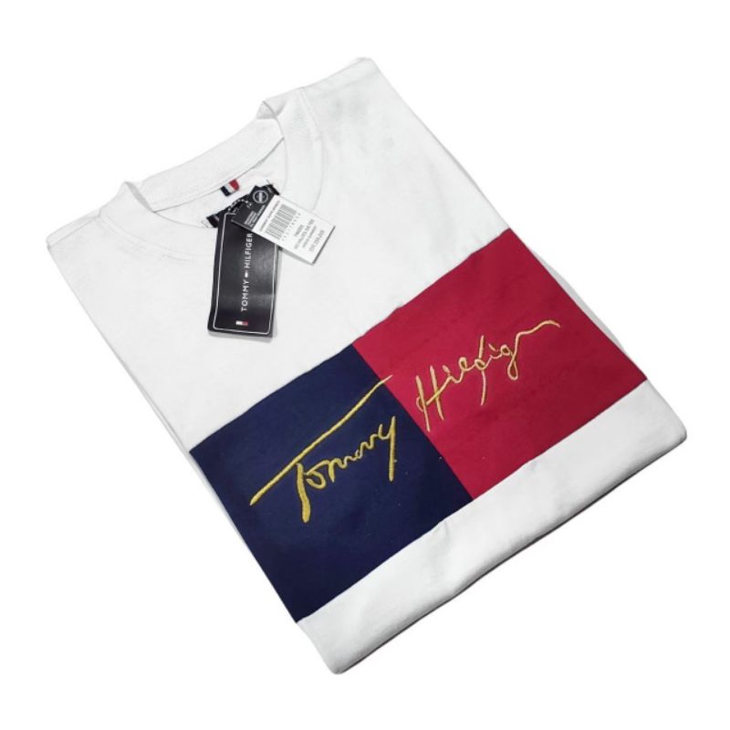 KAOS PRIA PREMIUM TOMMY HILFIGER6585 BORDIR LENGAN PENDEK M L XL