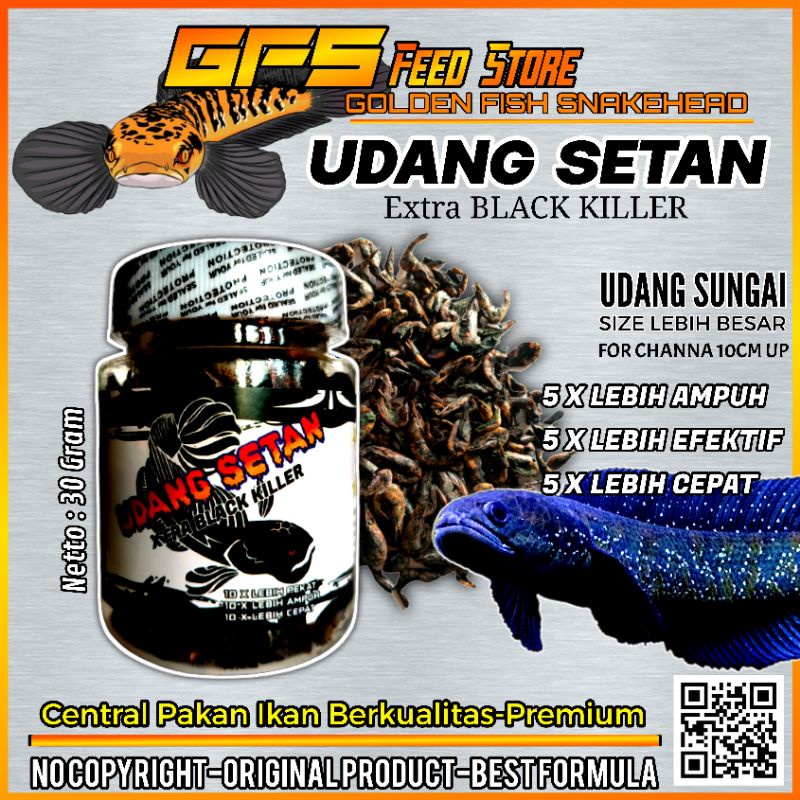 Udang Setan Black 30 Gram Pakan Channa Kontes