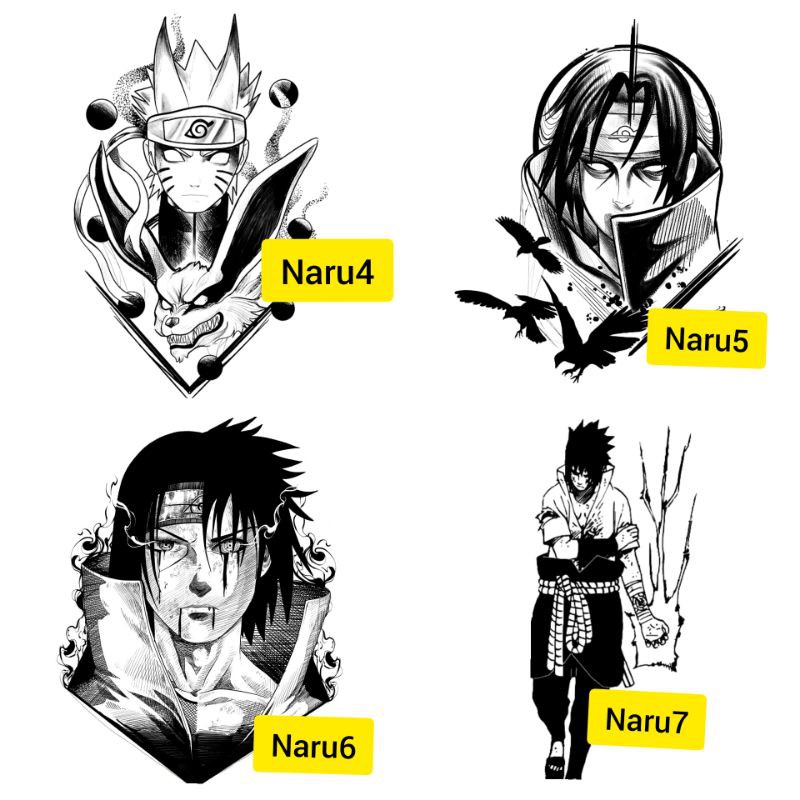 Tato Temporer Naruto Uzumaki Naruto shippuden hokage sasuke uchiha Stiker Tato Minimalis - NARU