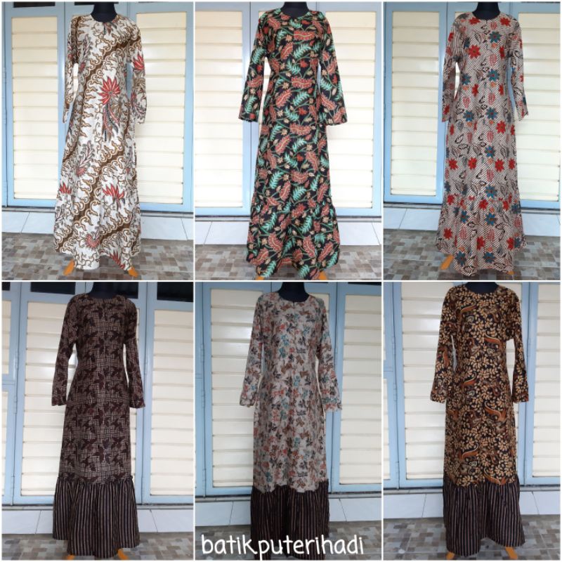Gamis Batik Pekalongan / Gamis Batik Kombinasi (Jumbo, resleting depan)