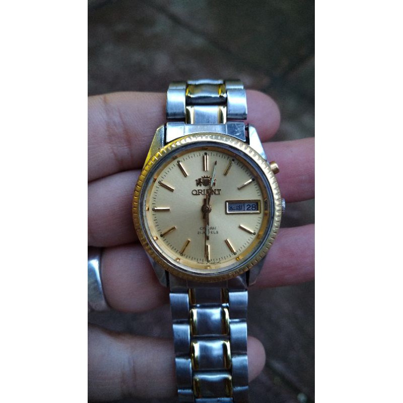 jam tangan orient dial gold second bekas original