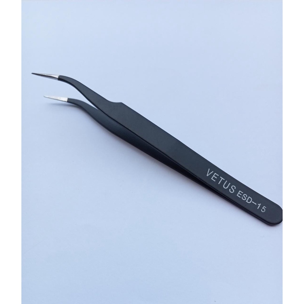 VETUS CURVED BLACK TWEEZERS PINSET BENGKOK HITAM VETUS
