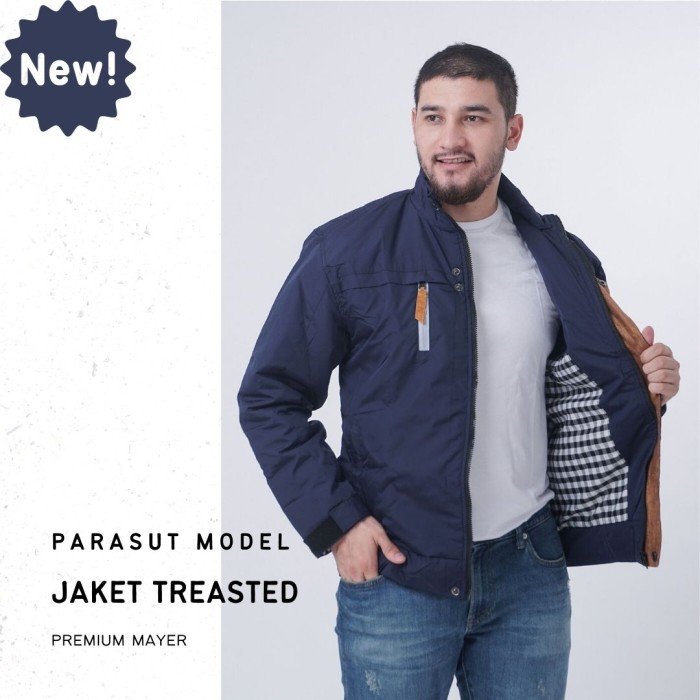 Jaket Parasut Waterproof Polos Anti Air Windbreaker Casual Pria - Hitam, S