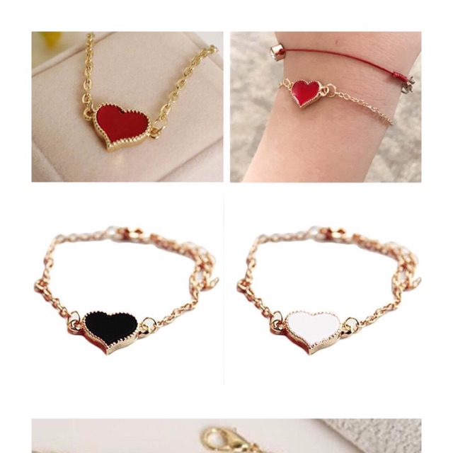 gelang rantai love hitam putih merah