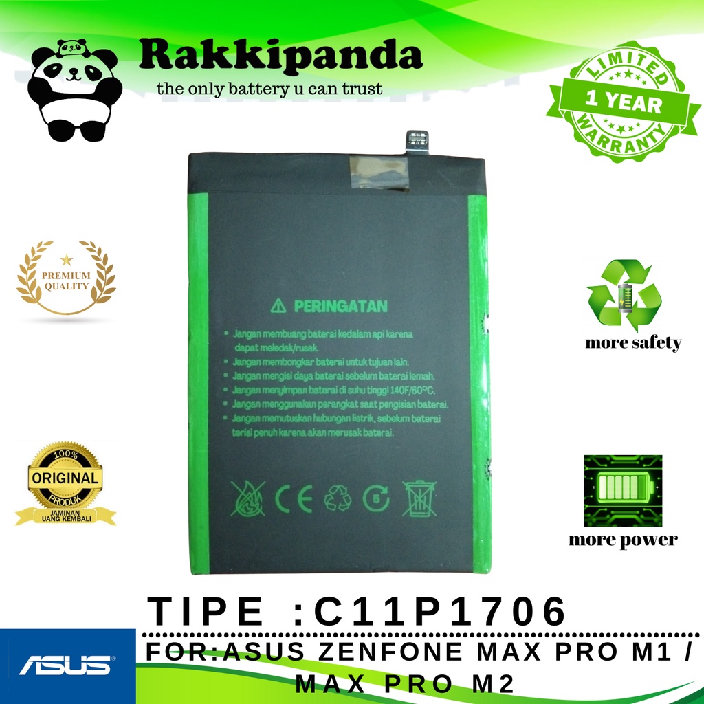 rakkipanda batre baterai c11p1706 for asus max pro m1 / asus max pro m2 garansi