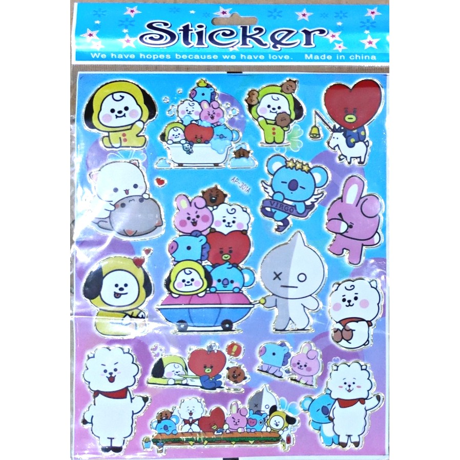 Sticker BTS ARMY Stiker BT21 Bangtan Kpop Karakter isi 1 Lembar