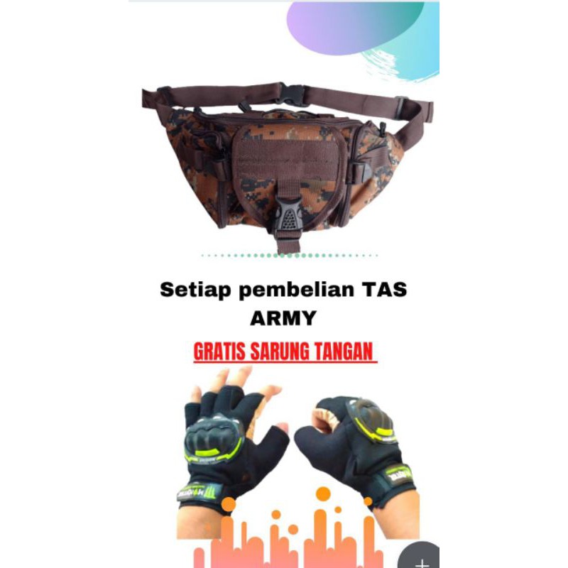 Beli 1 Gratis 1 Waistbag Army TACTICAL Original ( GRATIS ) SARUNG TANGAN(HARGA GROSIR) Tas Pinggang - Tas Slempang - Tas Loreng - Tas Military - Tas Tentara - Tas Polisi - Tas Murah - Tas Terlaris - Tas Termurah - Tas Terbaru - Tas Gowes - Tas Olahraga