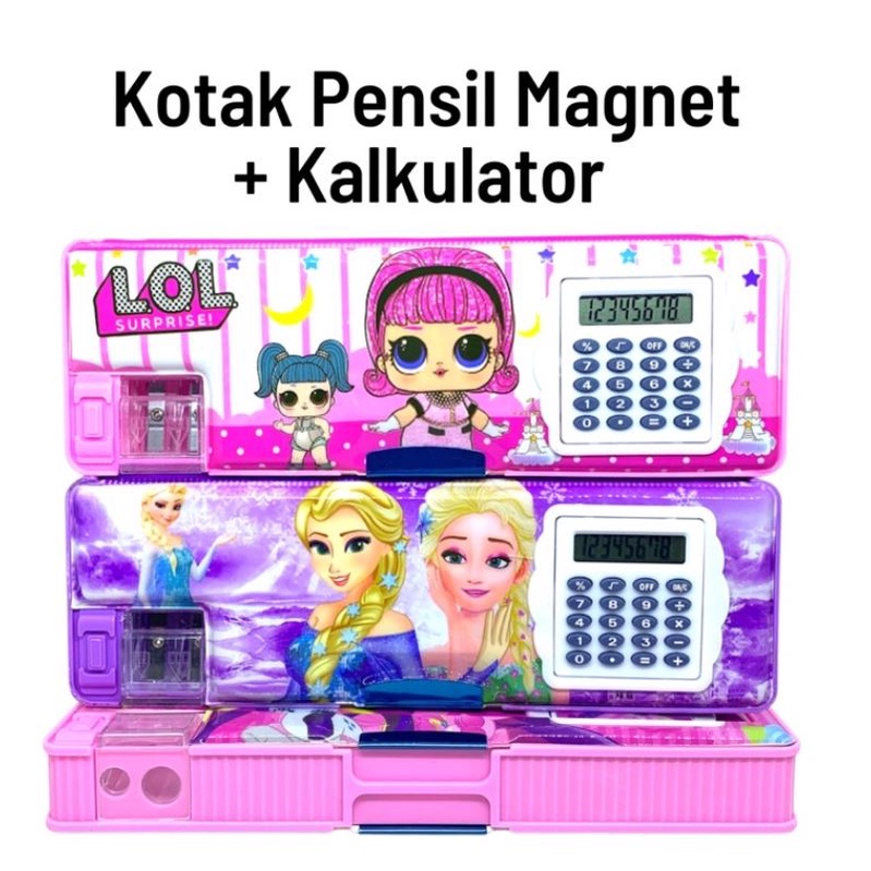 #LC-ATK Kotak Pensil Magnet Kalkulator + Rautan Kotak Pensil Karakter