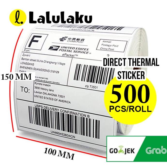

Kertas label Stiker 500 Sticker Thermal barcode 100 X 150 ukuran A6