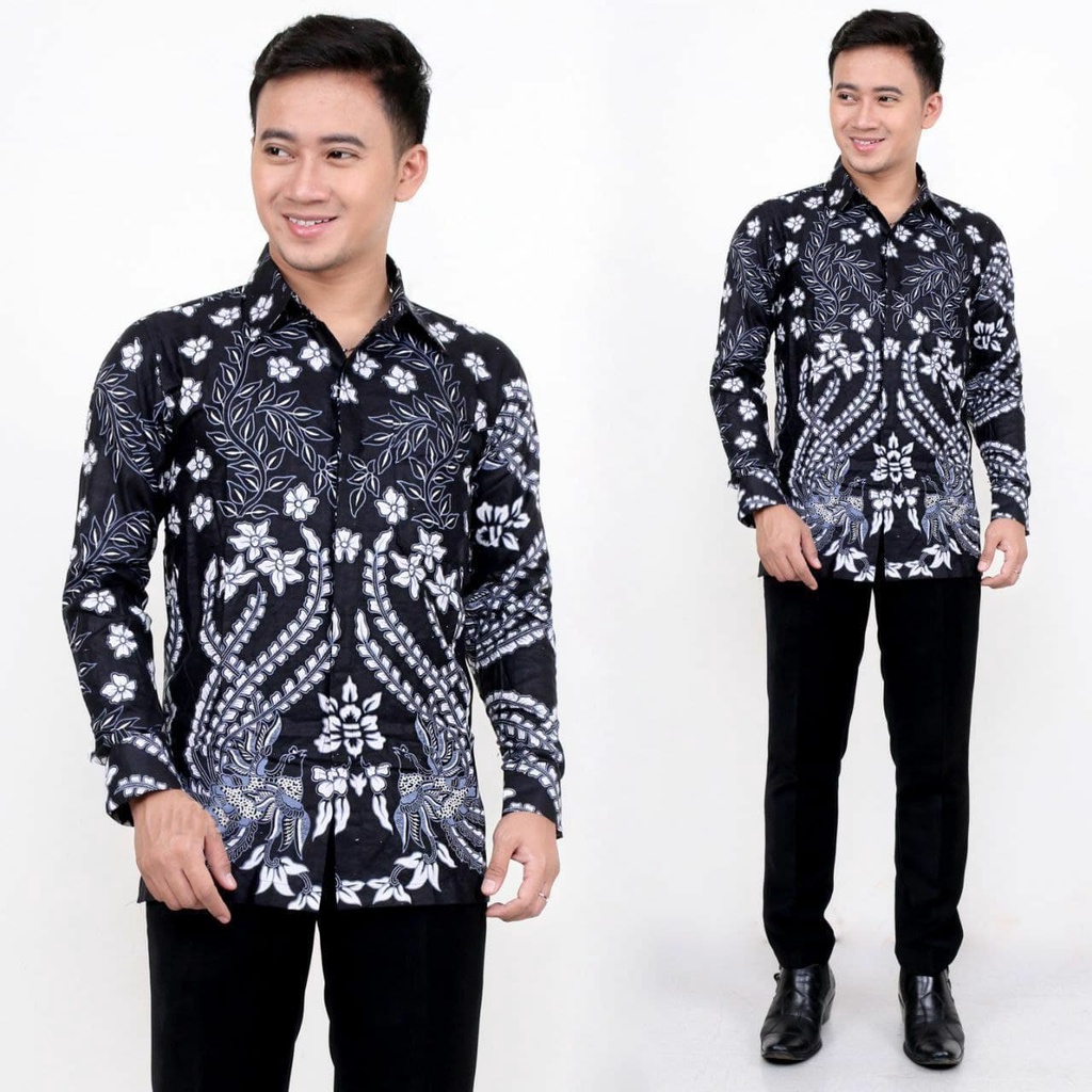 Baju Batik Lengan Panjang Pria Acara Keluarga Pesta Kondangan NIkahan Resepsi Seragaman Pria Keren-P