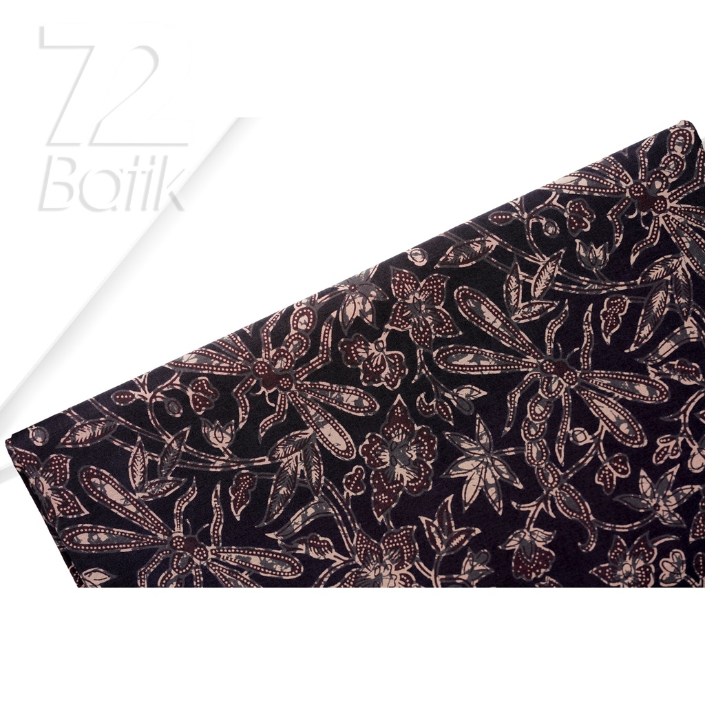 KAIN BATIK PREMIUM Bahan Katun Motif Capung Ceplok Warna Hitam 721860 Cap 72 Jarik Jarit Samping Kebat Panjang Batik Katun Modern Premium Bahan Seragam Batik Pernikahan Kantor Keluarga Murah Kamen Jadi Batik Bali Lembaran