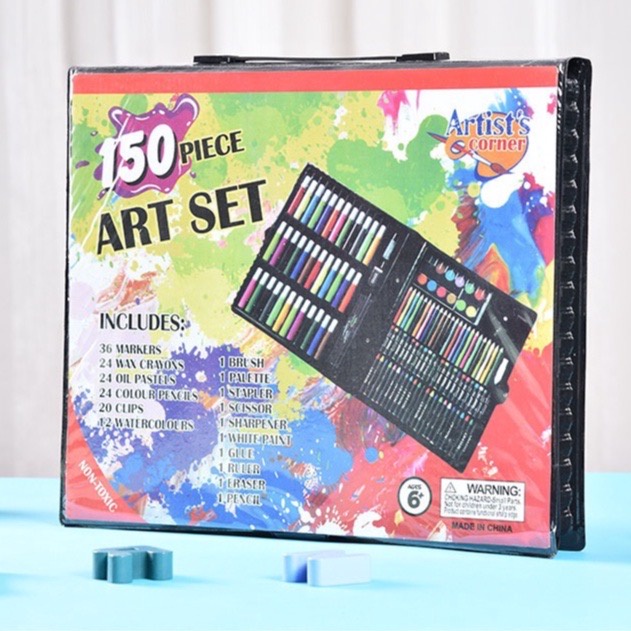 WJ514 Crayon Set 150 Pcs Art Set Peralatan Gambar Lukis Isi 150 Pensil Warna Krayon Set