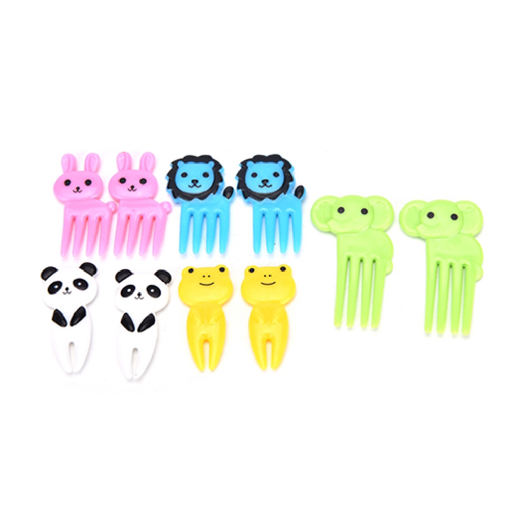 # Alat Rumah Tangga # 10pcs Garpu Buah Desain Kartun Hewan Peternakan Bahan resin Untuk Anak