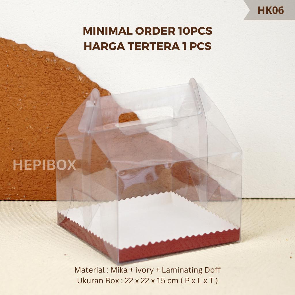 Box Mika Kue 22 x 22 x 15 cm / Box Hampers Gable / Cake Box Transparan / Box Mika Gable I HK06