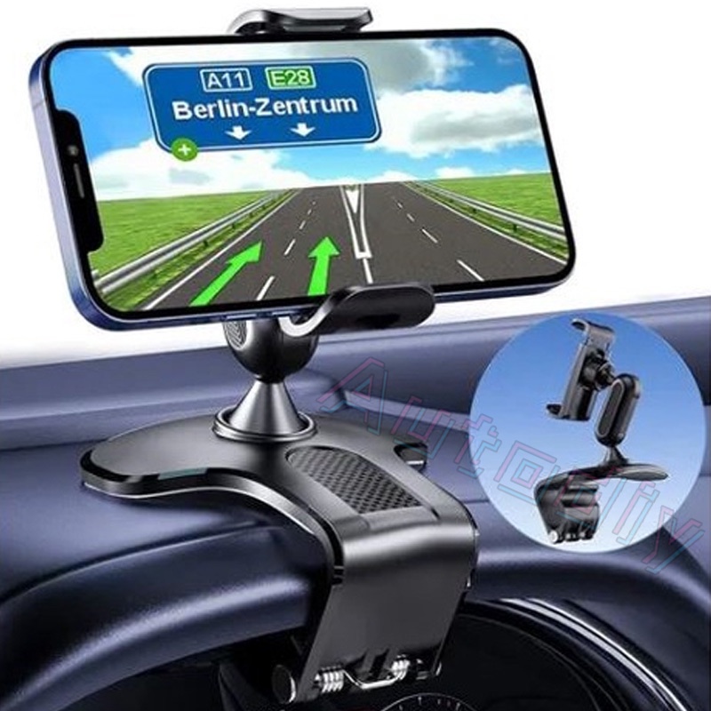 Bracket Klip Stand Mount Dasbor Mobil Rotasi 360 ° Holder Handphone / Navigasi GPS