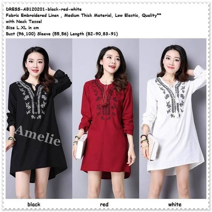 Mini Dress Boho Bohemian Tunik Baju Korea Import Red White Merah Putih
