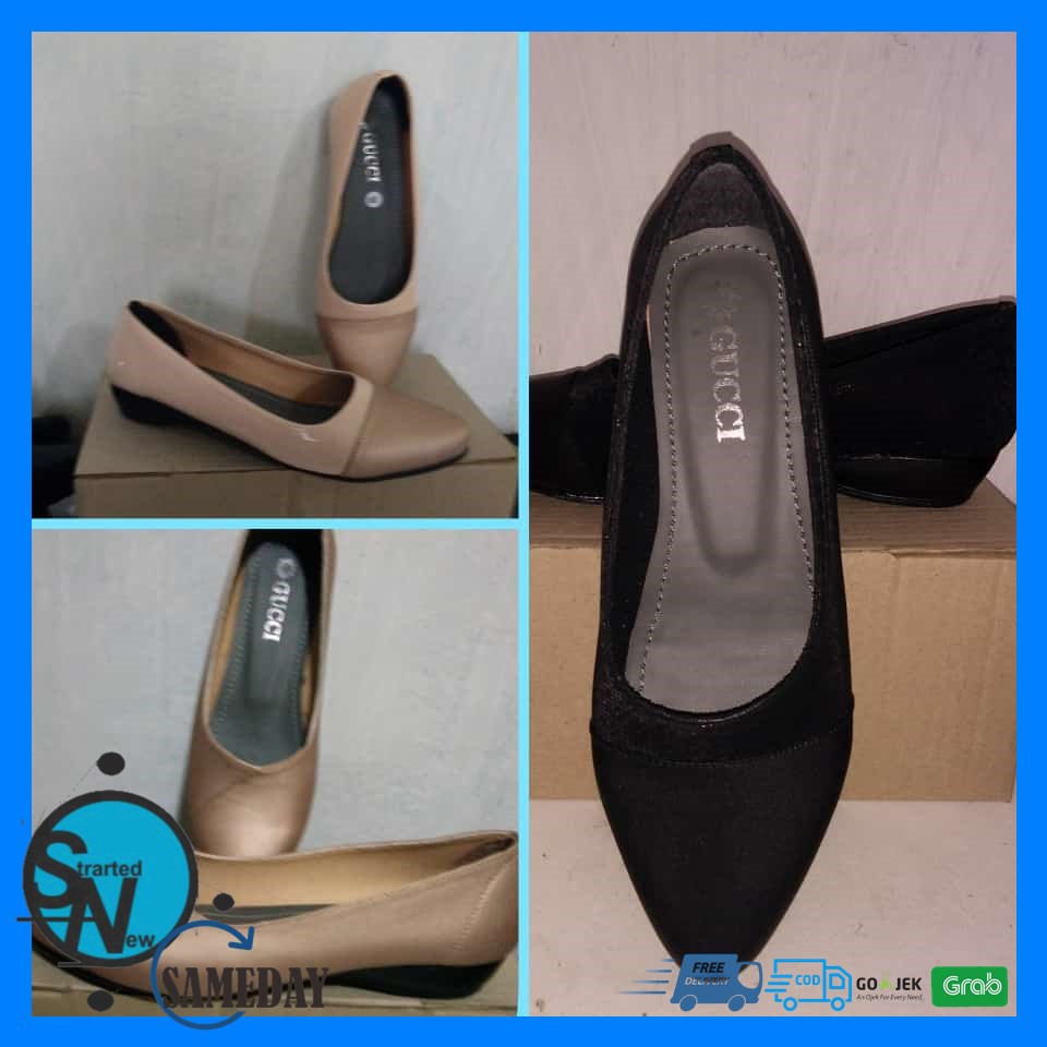 FLAT HITAM - SEPATU PANTOFEL GURU WANITA PANTOFEL CEWEK SEPATU PASKIB