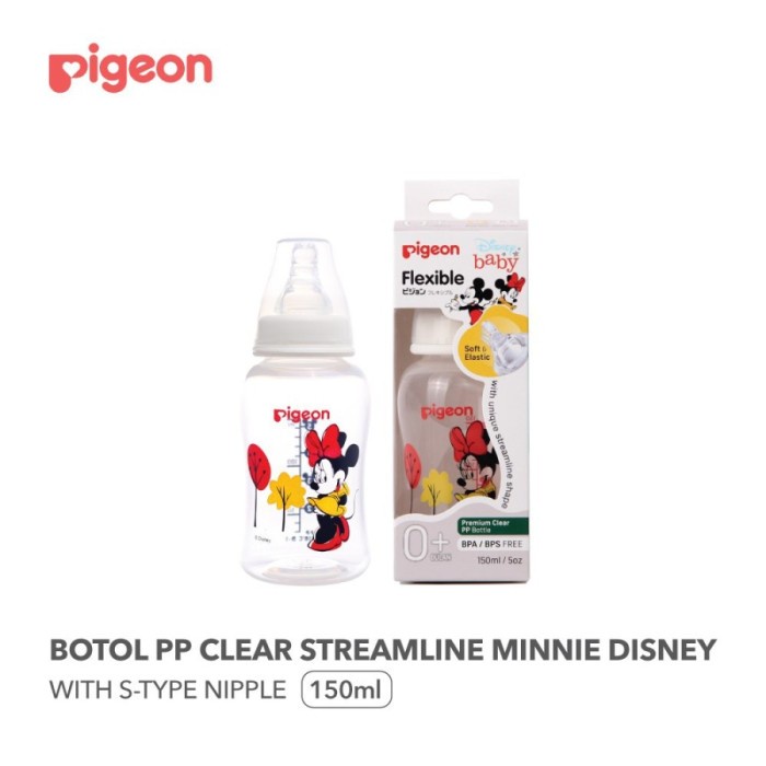 PIGEON Botol Susu PP Clear Streamline Disney Limited Edition 150ml / 240ml Botol Dot Bayi Pigeon Botol Mickey Minnie
