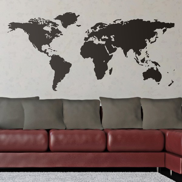 Stiker Dinding Siluet Peta Dunia - Wall Decal Sticker