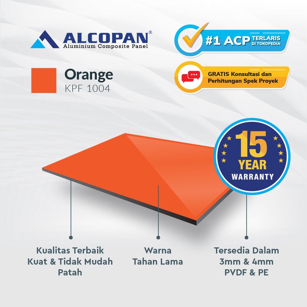 ACP Alcopan Orange PE Indoor 3mm Aluminium Composite Panel