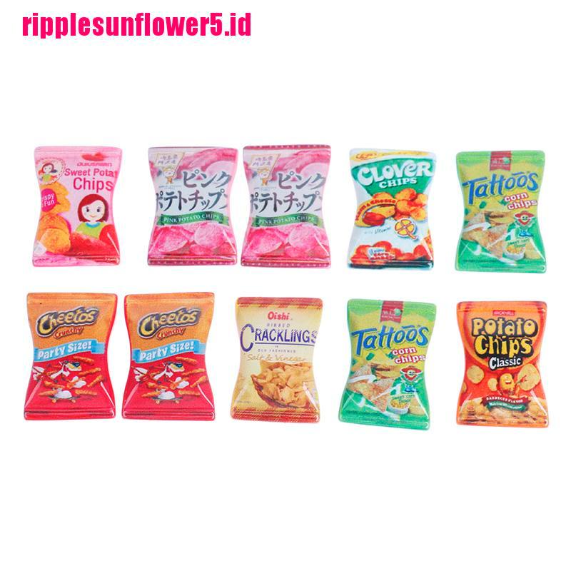 10pcs / set Miniatur Keripik Kentang DIY Untuk Rumah Boneka