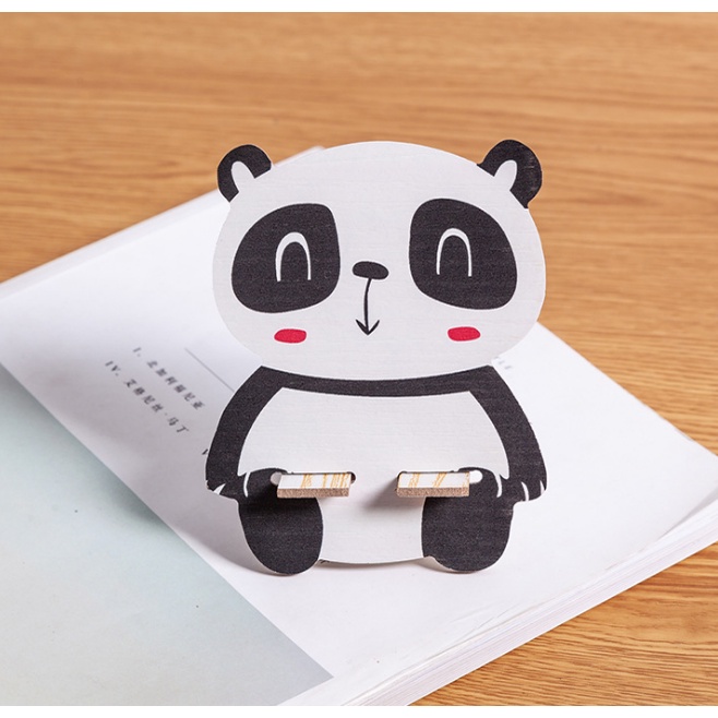 Dudukan Handphone Universal Stand Phone Holder Bahan Kayu Karakter Kartun Lucu Isi 3Pcs