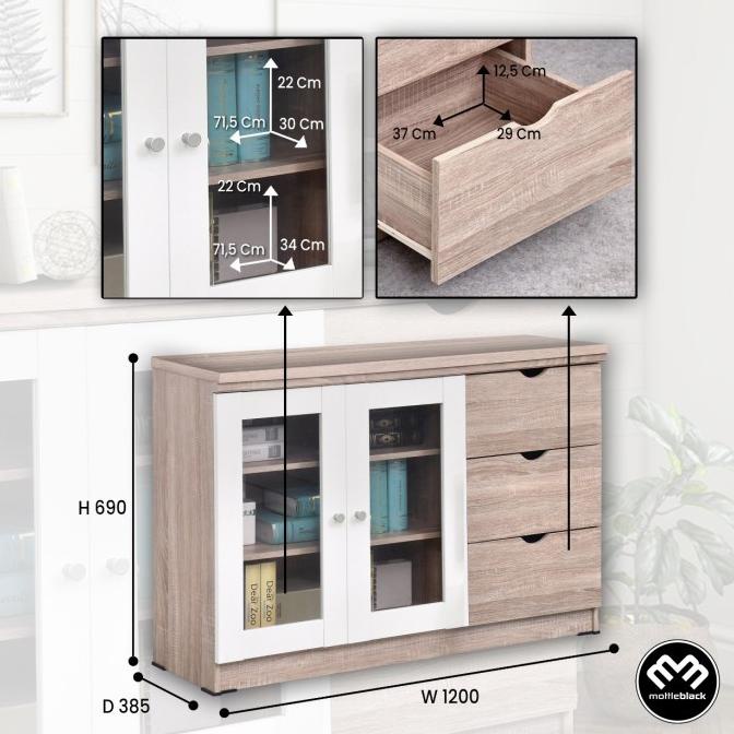 Blackmabel - Lemari Rak Hias Tinggi Kabinet Buku Piala Pintu Kaca 1