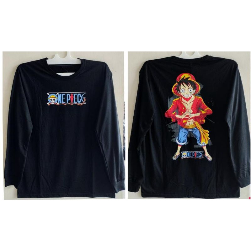 KAOS KARTUN ONE PIECE LENGAN PANJANG HITAM MURAH (BISA COD)