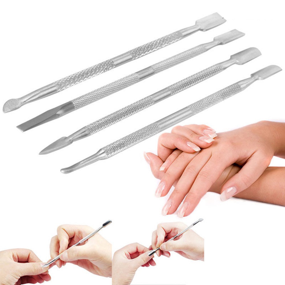 4pcs Alat Kutikula Tahan Lama Untuk Manicure Pedicure Bahan Stainless Steel