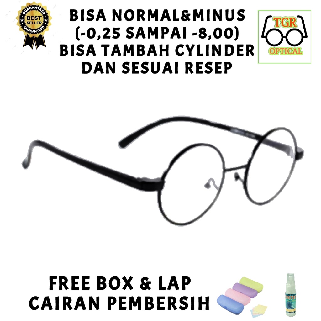 Kacamata Minus Frame Bulat Korea Fashion / Kacamata Baca Minus Rabun Jauh Pria dan Wanita Asli Optik