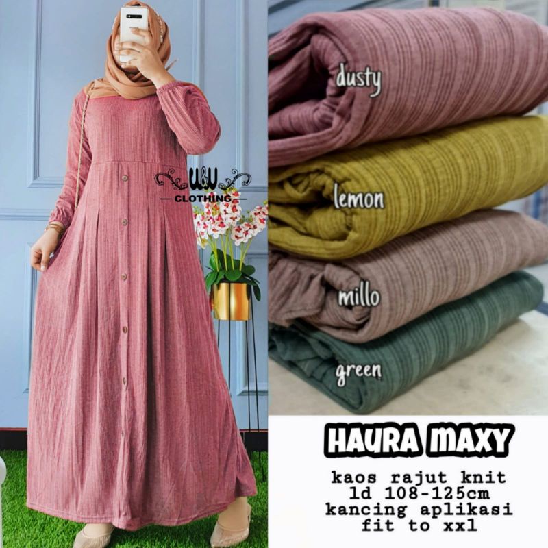 GAMIS DRESS HARIAN FALIA MAXY GAMIS WANITA BAHAN KAOS KNIT RAJUT IMPORT LD110-125cm FIT TO XL-Haura dusty