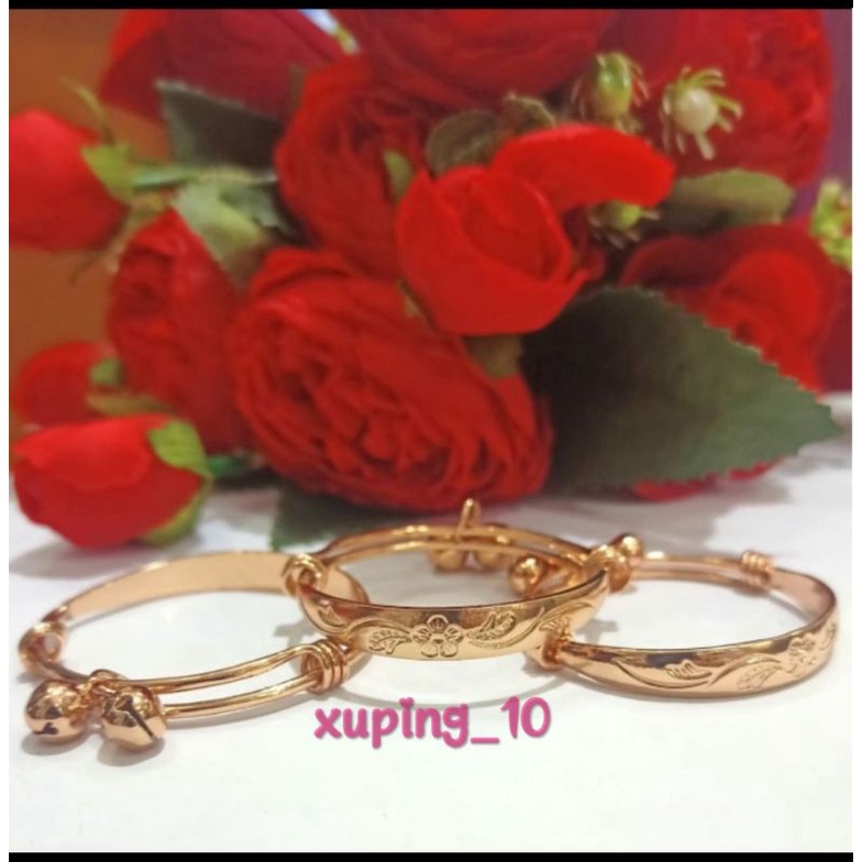 Gelang Baby Ukir Krincing motif emas tidak luntur/tidak gatal~ COD