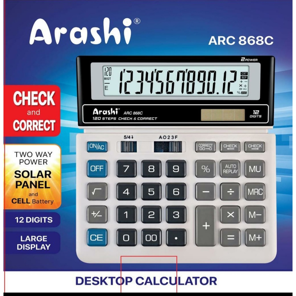 ARASHI CALCULATOR TIPE-ARC 868C/W