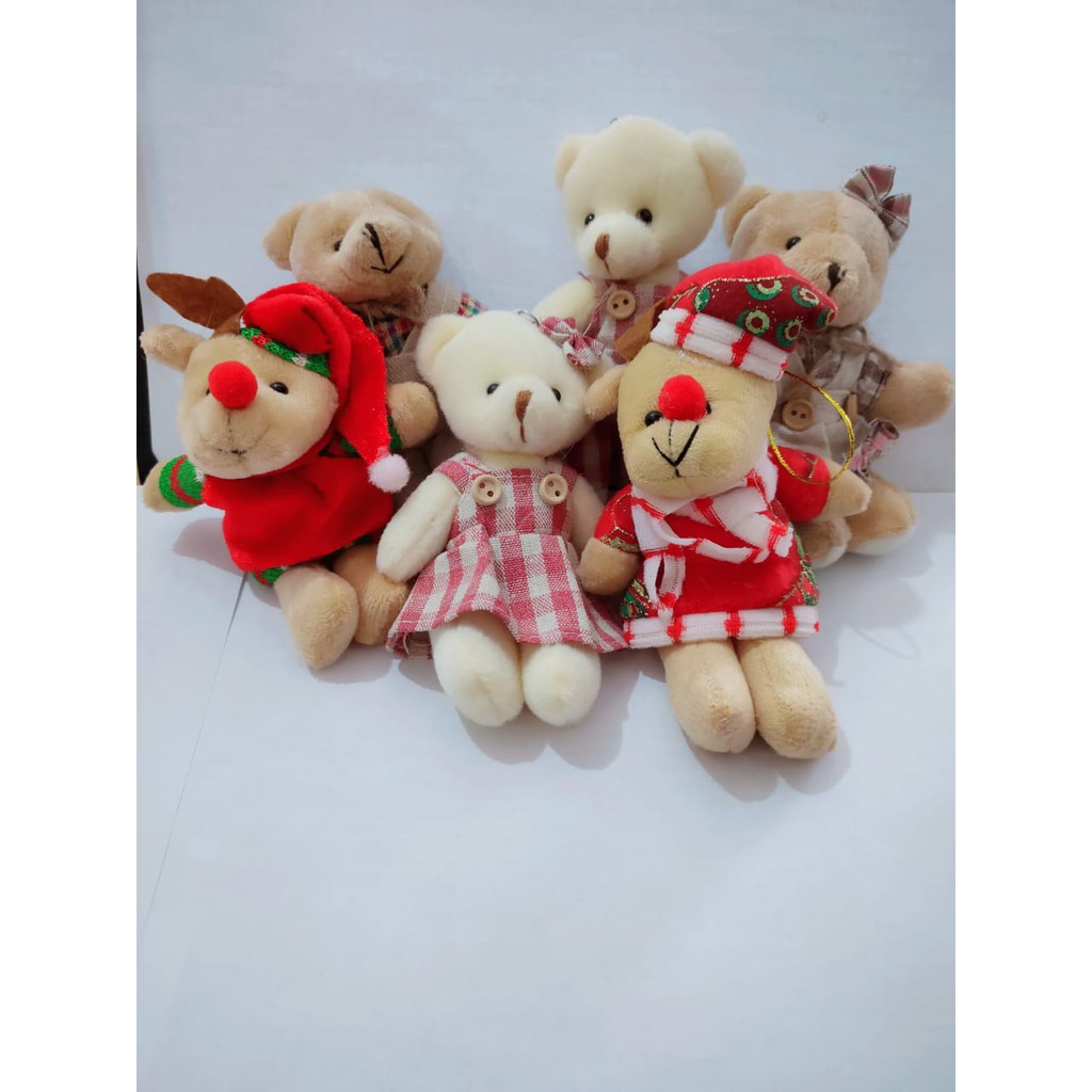 Gantungan Kunci Tas Teddy Bear Lucu Key Chain Souvenir Beruang Kotak Christmas