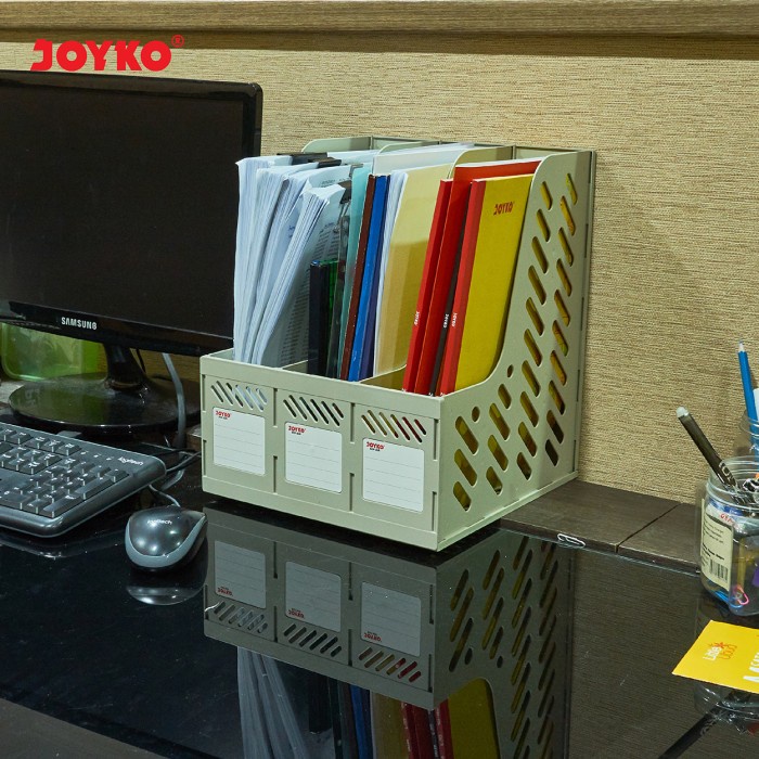 

File-Box- Box File Keranjang Plastik Rakit 3 Susun Joyko Bof-3Gr Grey -Box-File.