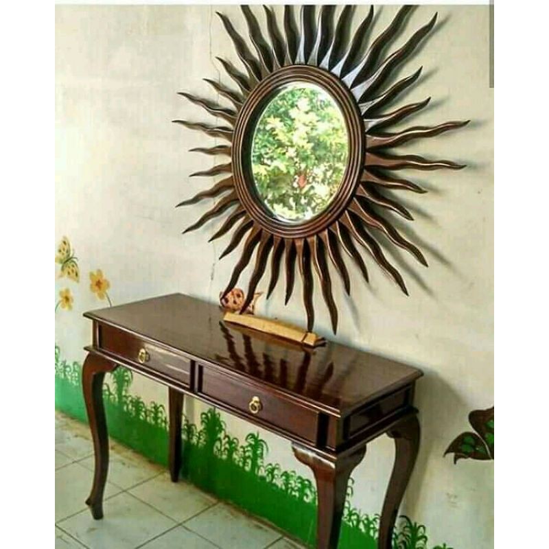 MEJA SAMPING MEJA KONSUL + KACA CERMIN KAYU JATI