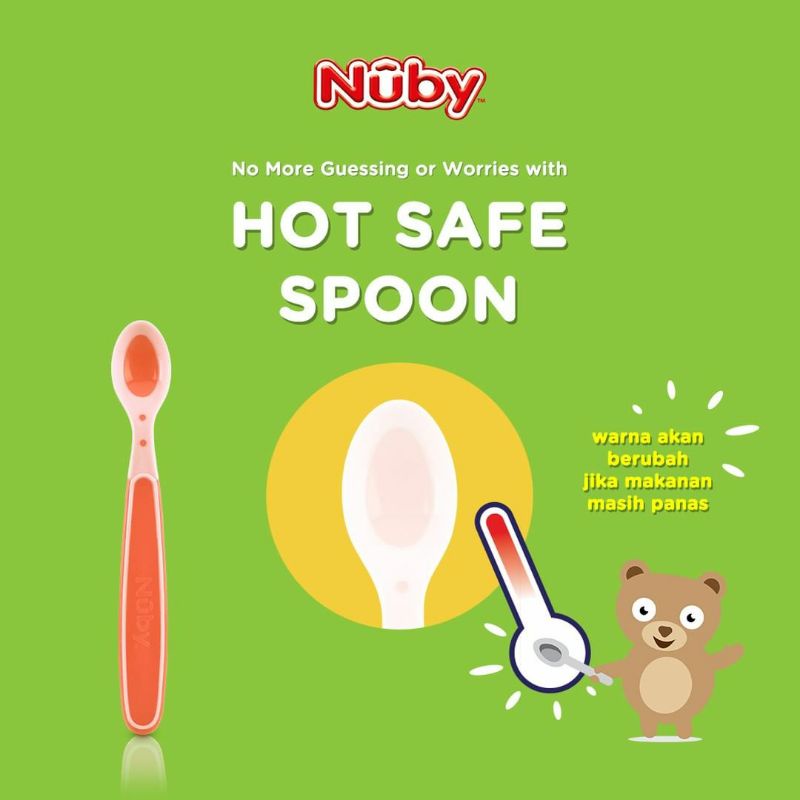 NUBY 3pcs Hot Safe Spoon Sendok Heat Sensor Baby Spoon Sendok Bayi Sensor Panas